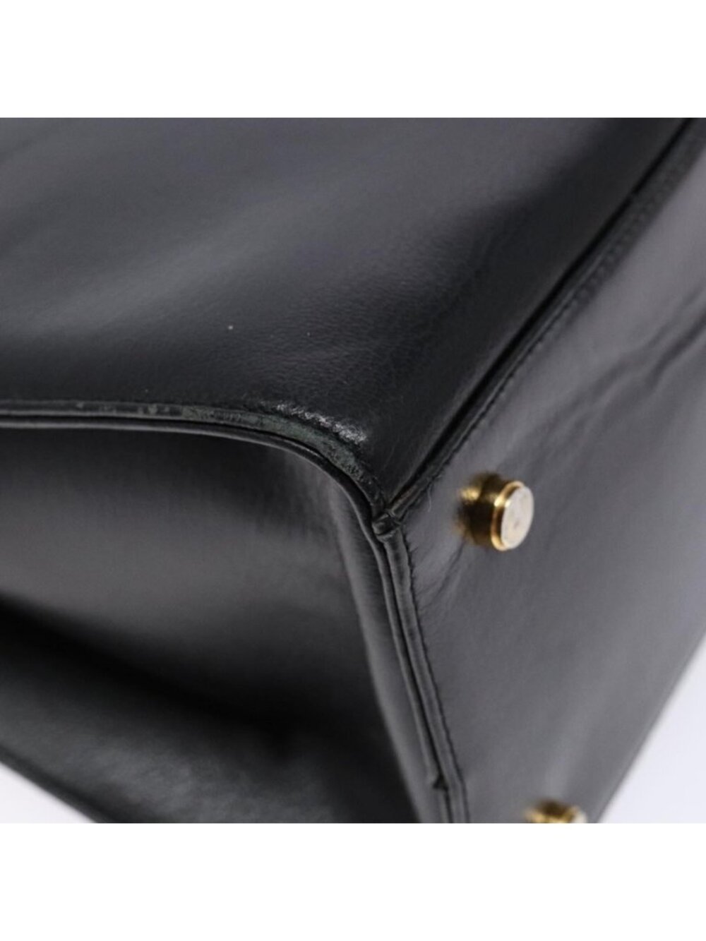 Authentic Salvatore Ferragamo Gancini Shoulder Bag Leather Black Gold - Picture 3 of 16